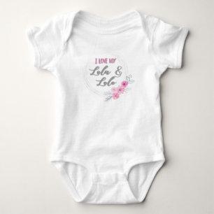 I Love My Lola & Lolo Pink Wreath Baby Bodysuit