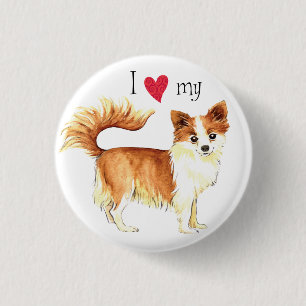 I Love my Long Coat Chihuahua 3 Cm Round Badge