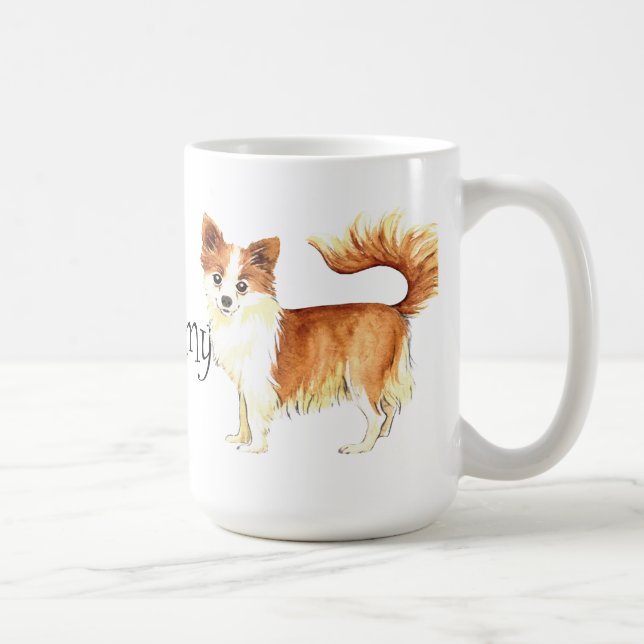 I Love my Long Coat Chihuahua Coffee Mug (Right)