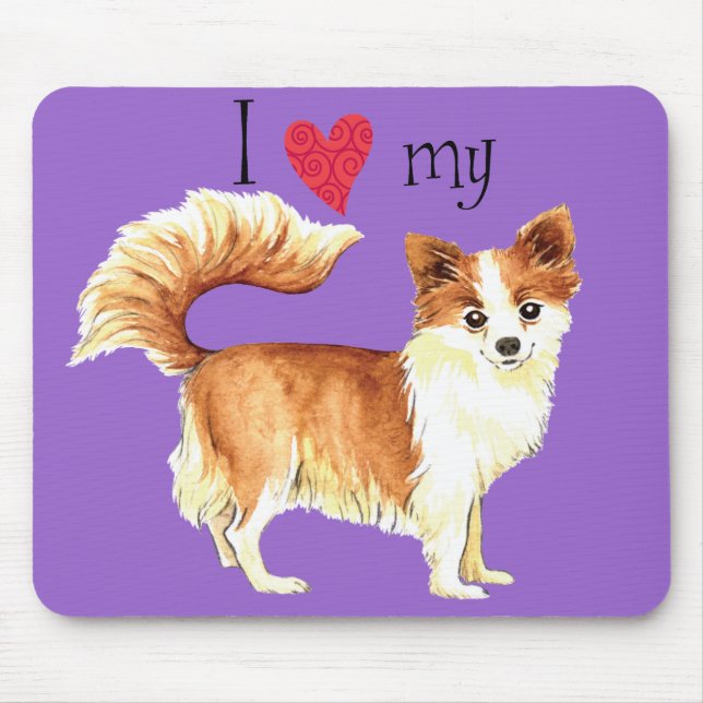 I Love my Long Coat Chihuahua Mouse Mat (Front)