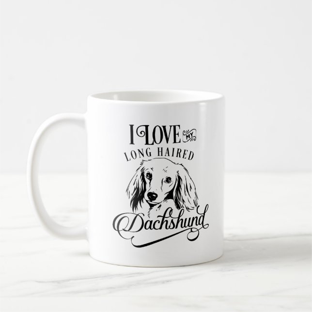 I Love My Long Hair Dachshund Coffee Mug (Left)
