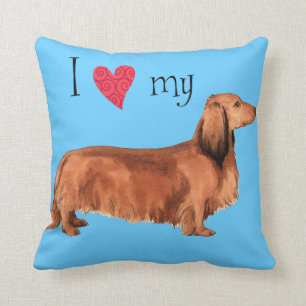 I Love my Longhaired Dachshund Cushion