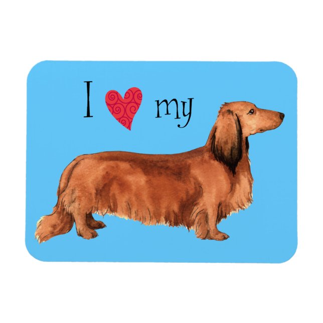 I Love my Longhaired Dachshund Magnet (Horizontal)