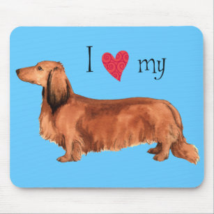 I Love my Longhaired Dachshund Mouse Mat