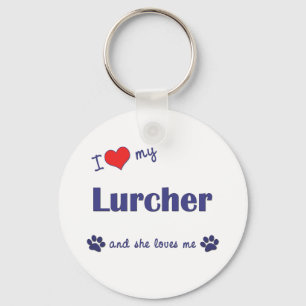 I Love My Lurcher (Female Dog) Key Ring