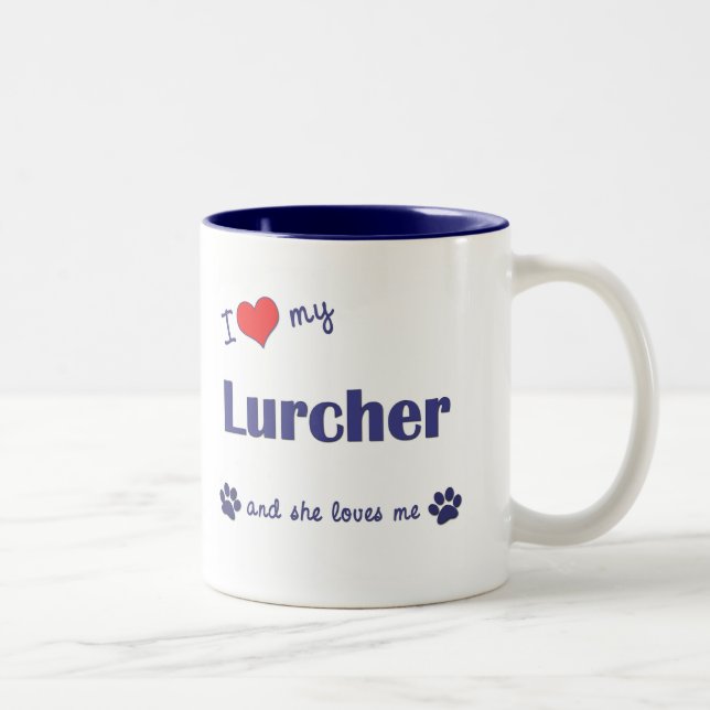 I Love My Lurcher (Female Dog) Two-Tone Coffee Mug (Right)