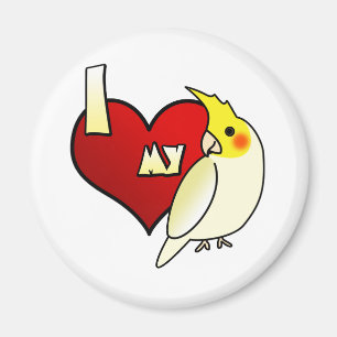 I Love my Lutino Cockatiel Magnet