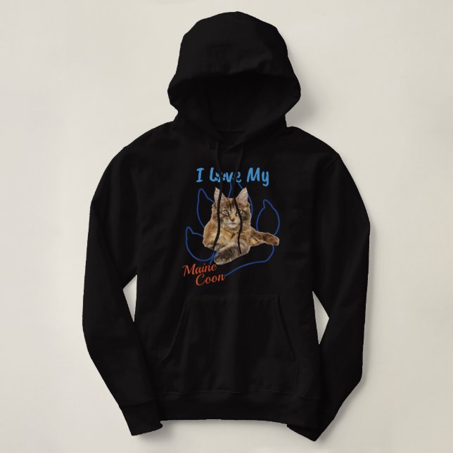 I Love My Maine Coon Best Cat Lover Paw Print ! Hoodie (Design Front)