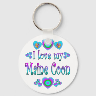 I Love My Maine Coon Cat Key Ring