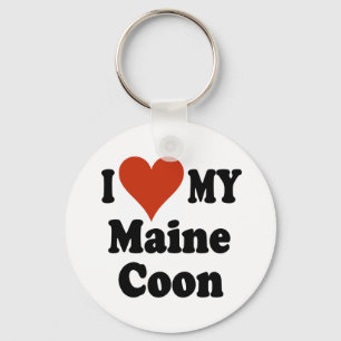 I Love My Maine Coon Keychain