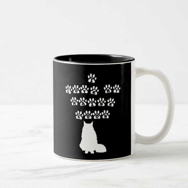 I Love My Maine Coon--White Text Two-Tone Coffee Mug (Right)