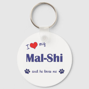 I Love My Mal-Shi (Male Dog) Key Ring