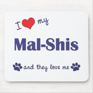 I Love My Mal-Shis (Multiple Dogs) Mouse Mat