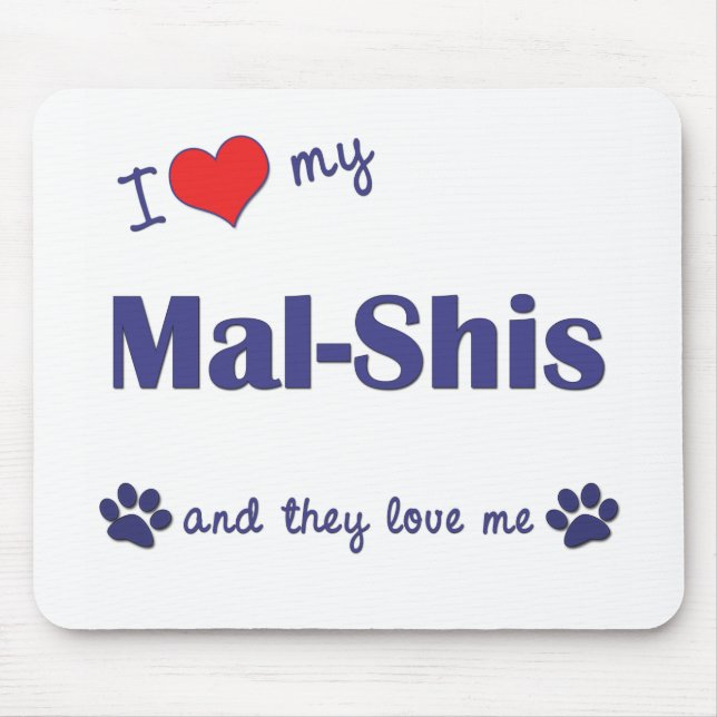 I Love My Mal-Shis (Multiple Dogs) Mouse Mat (Front)