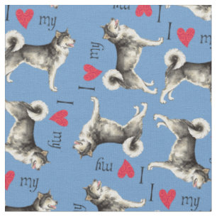 I Love my Malemute Fabric