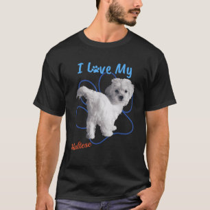 I Love My Maltese Best Dog Lover Paw Print   for M T-Shirt