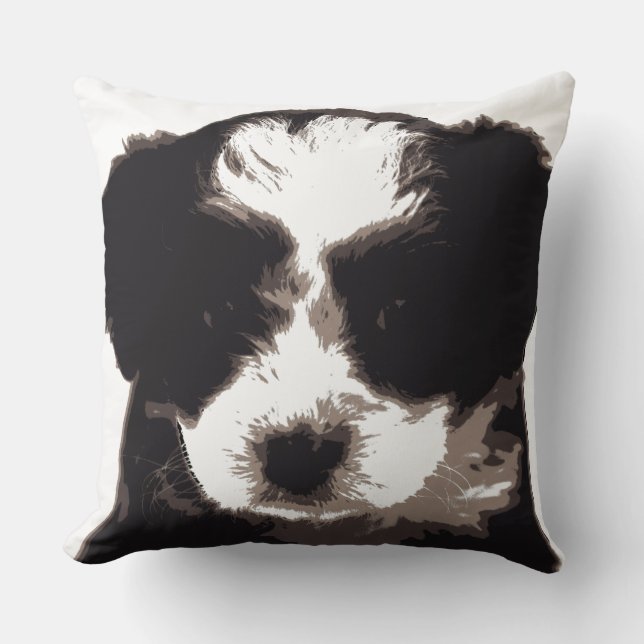 I Love My Maltese Black and White Puppy Dog Cushion (Front)
