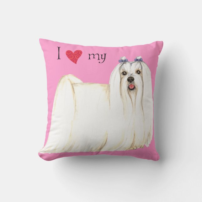 I Love my Maltese Cushion (Front)