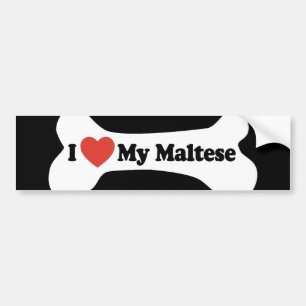 I Love My Maltese - Dog Bone Bumper Sticker