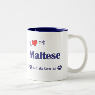 I Love My Maltese (Female Dog) Two-Tone Coffee Mug