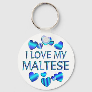 I Love My Maltese Key Ring