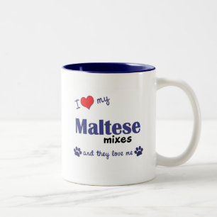 I Love My Maltese Mixes (Multiple Dogs) Two-Tone Coffee Mug
