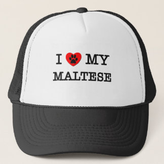 I LOVE MY MALTESE TRUCKER HAT