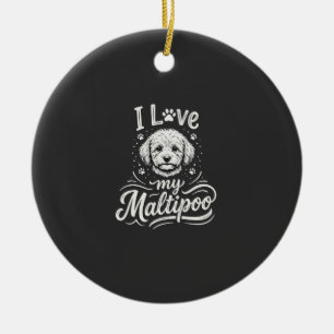 I Love My Maltipoo Dog Lover Ceramic Tree Decoration