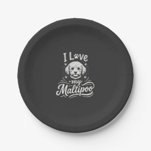 I Love My Maltipoo Dog Lover Paper Plate