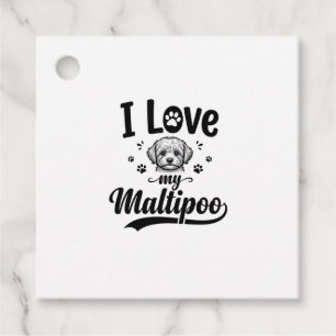 I Love My Maltipoo Vintage Engraving Dog Design_1 Favour Tags