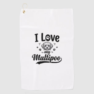 I Love My Maltipoo Vintage Engraving Dog Design_1 Golf Towel