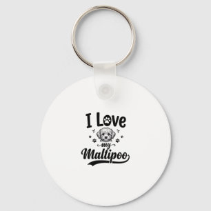 I Love My Maltipoo Vintage Engraving Dog Design_1 Key Ring