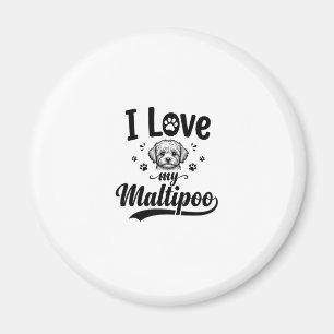 I Love My Maltipoo Vintage Engraving Dog Design_1 Magnet