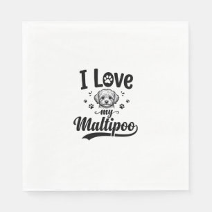 I Love My Maltipoo Vintage Engraving Dog Design_1 Napkin