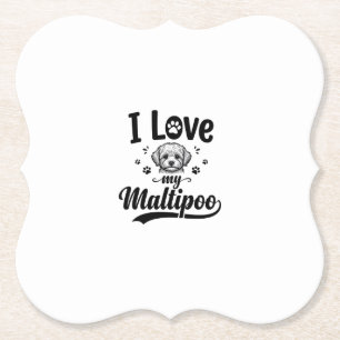 I Love My Maltipoo Vintage Engraving Dog Design_1 Paper Coaster