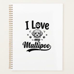 I Love My Maltipoo Vintage Engraving Dog Design_1 Planner