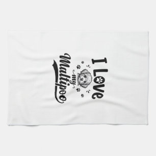 I Love My Maltipoo Vintage Engraving Dog Design_1 Tea Towel