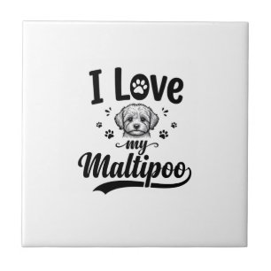 I Love My Maltipoo Vintage Engraving Dog Design_1 Tile