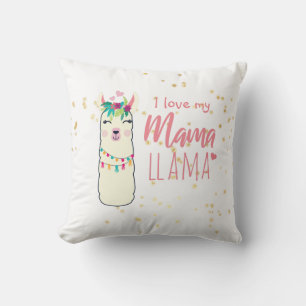 I Love My Mama Llama Cute Girls Pink Gold Shower Cushion