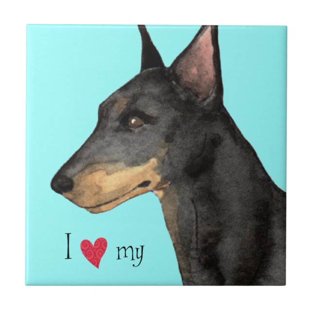 I Love my Manchester Terrier Tile (Front)