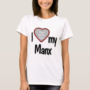 I Love My Manx - Red Heart Shaped Cat Photo T-Shirt