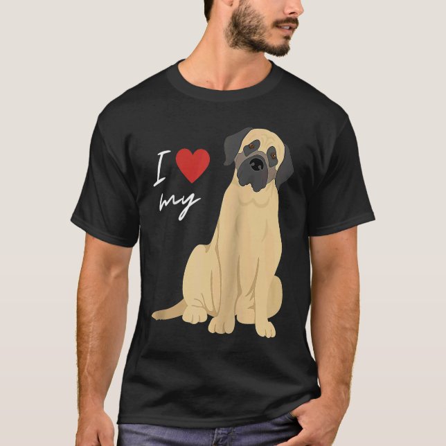 I Love My Mastiff Dog  Raglan Baseball T-Shirt (Front)