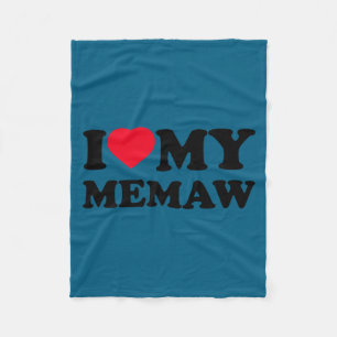 I Love My Memaw Heart Grandma Family Long Sleeve Fleece Blanket
