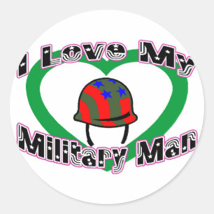 I Love My Military Man Classic Round Sticker