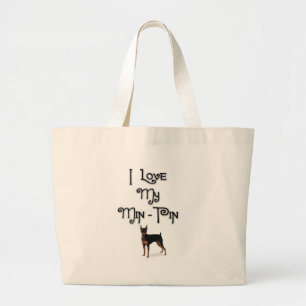 I Love My Min-Pin Large Tote Bag