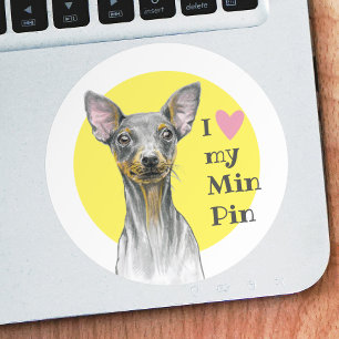 I love my Min Pin Miniature pinscher Cute Dog Classic Round Sticker