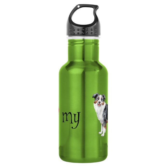 I Love my Mini American Shepherd 532 Ml Water Bottle (Front)