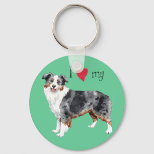 I Love my Mini American Shepherd Key Ring