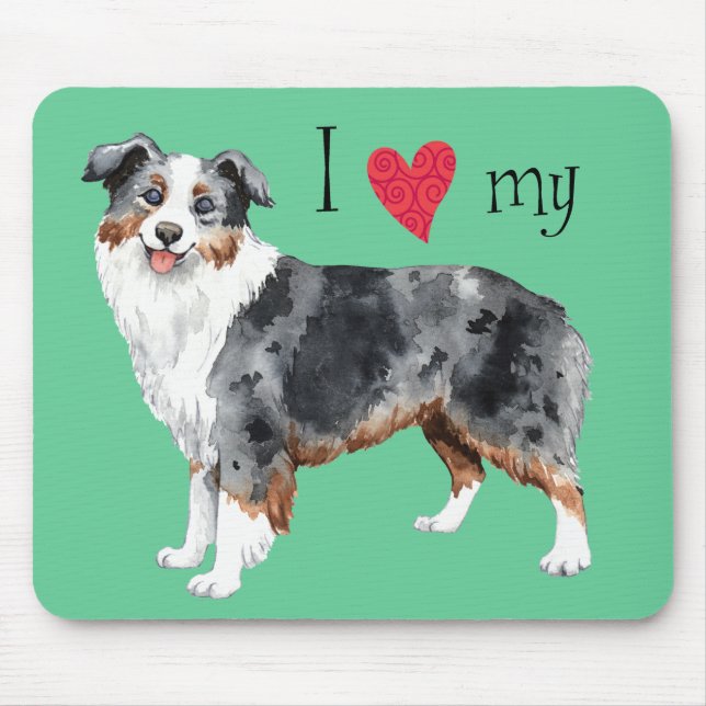 I Love my Mini American Shepherd Mouse Mat (Front)