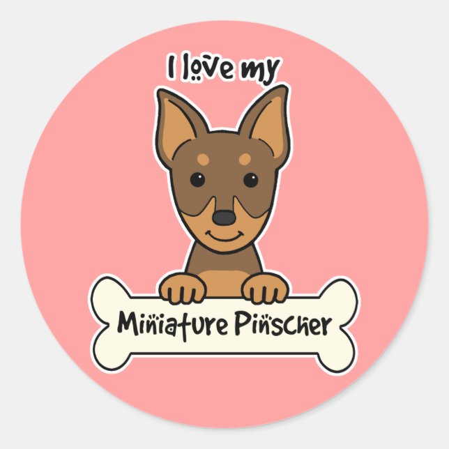 I Love My Miniature Pinscher Classic Round Sticker (Front)